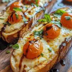 If you're looking for an appetizer or side dish that perfectly encapsulates the essence of Italian cuisine, look no further than Cheesy Garlic Caprese Bread. This delightful dish is a flavorful fusion that combines the richness of melted cheese, the aromatic charm of garlic, and the freshness of basil and tomatoes, all elegantly layered atop a crusty baguette. Not only does it serve as an impressive starter for gatherings, but it also makes for a satisfying snack when you want to indulge yourself.