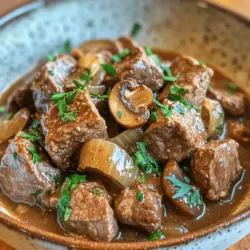 Savory Beef Tips and Gravy Delight is a classic comfort food that warms the heart and satisfies the palate. This dish features tender beef tips simmered in a rich and flavorful gravy, making it an ideal choice for family dinners, special occasions, or cold winter nights when you're craving something hearty. The combination of succulent beef and flavorful gravy not only pleases the taste buds but also evokes a sense of nostalgia, reminding many of home-cooked meals from childhood.