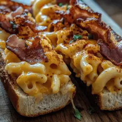 Leftover mac 'n' cheese is the star of this sandwich, providing a creamy, rich base that adds a delightful texture and flavor. When made with a combination of cheeses, it delivers a comforting, nostalgic taste that many of us remember from childhood. The beauty of using leftover mac 'n' cheese lies in its convenience; it allows you to repurpose a meal that might otherwise go uneaten. Not only does it cut down on food waste, but it also gives you a head start on assembling your sandwich. When reheated, the mac 'n' cheese should be creamy enough to spread easily between the slices of bread, ensuring that each bite is filled with cheesy goodness.