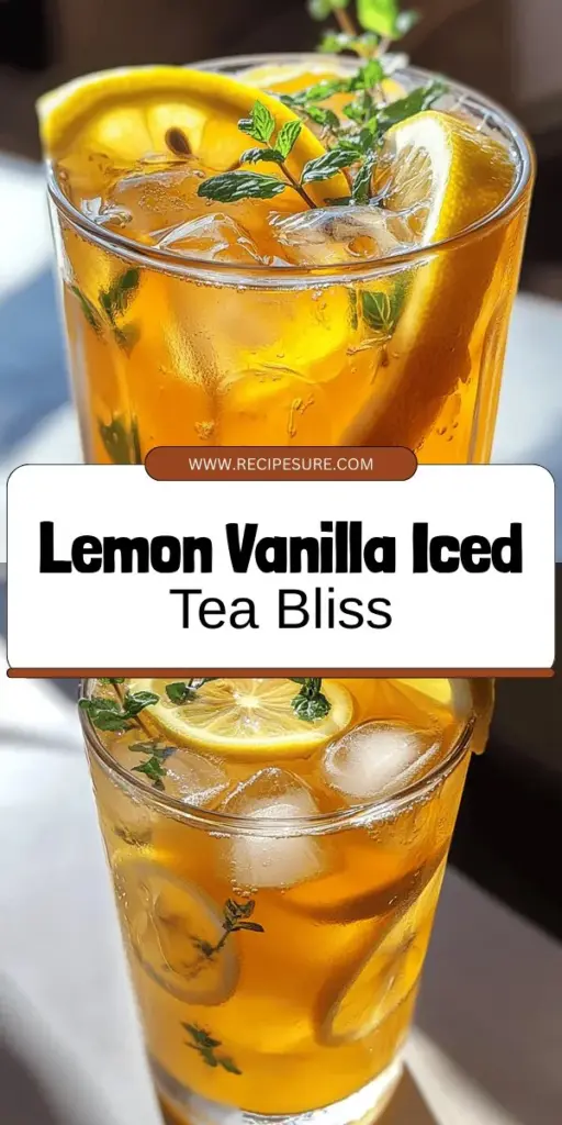 Discover the refreshing delight of Lemon Vanilla Iced Tea with this easy recipe that combines zesty lemons and soothing vanilla for a perfect summer drink. Packed with antioxidants and vitamin C, this iced tea is not just delicious but also great for your health. Perfect for any occasion, it can be customized with your favorite sweeteners and garnishes. Click through to explore the full recipe and elevate your beverage game today!