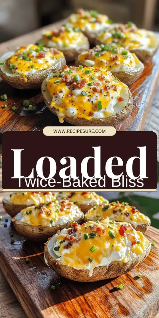 Elevate your comfort food game with premium loaded twice-baked potatoes! These creamy, cheesy delights are stuffed with sour cream, cheddar, crispy bacon, and topped with vibrant green onions for the ultimate flavor experience. Perfect as a main course or side dish, they are endlessly customizable to suit your taste. Ready to impress your family or guests? Click through for the full recipe and transform your meals with this delicious dish!