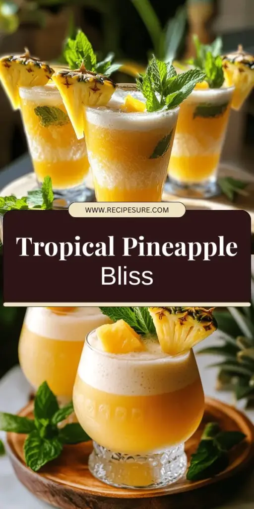 Escape to paradise with our Tropical Pineapple Paradise recipe! This refreshing drink combines fresh pineapple, coconut water, and zesty orange juice for a taste of summer in every sip. Packed with nutrients and hydration, it's perfect for any gathering or a relaxing moment at home. Discover how to craft this delicious beverage and elevate your tropical drink game! Click through to explore the full recipe and make your own taste of paradise today!