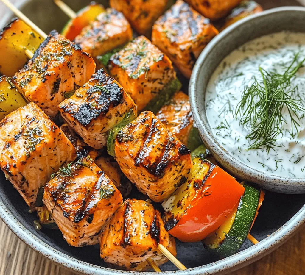 Grilled salmon skewers with creamy dill yogurt sauce is a dish that perfectly encapsulates the essence of summer cooking. This vibrant and flavorful recipe not only showcases the succulent taste of fresh salmon but also incorporates a refreshing sauce that elevates each bite. The appeal of these skewers lies in their balance of nutrition and enjoyment, making them an ideal choice for those who want to indulge without compromising on health. Whether you are hosting a backyard barbecue or simply craving a wholesome meal, these skewers are sure to impress both your taste buds and your guests.