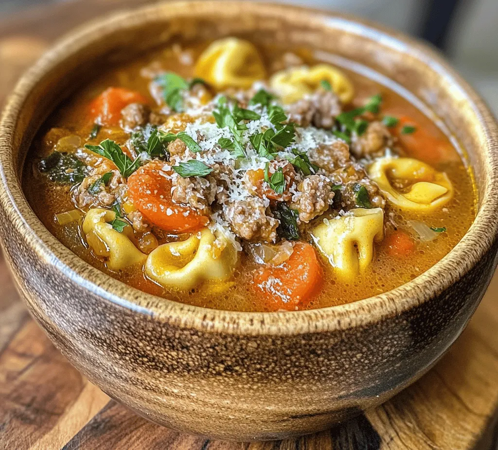 As the temperature begins to drop, there’s nothing quite like a warm bowl of soup to bring comfort and nourishment. Among the myriad of soup options, <strong>Hearty Sausage Tortellini Soup</strong> stands out as a beloved favorite, combining rich flavors and satisfying textures that leave you feeling cozy and content. This dish is not just a meal; it’s an experience that warms the soul, making it an ideal choice for family dinners or a comforting solo meal.” /></p>
</p>
<h3>Cooking the Tortellini to Perfection</h3>
</p>
<p>Cooking tortellini is a straightforward process, but achieving the perfect texture is crucial for a delightful soup experience. Begin by bringing a large pot of salted water to a rolling boil. Once boiling, add the tortellini and stir gently to prevent sticking. Cook according to the package instructions, usually around 2 to 4 minutes, depending on whether you are using fresh or frozen tortellini.</p>
</p>
<p>To ensure the tortellini maintains its al dente texture, taste a piece a minute before the recommended cooking time is up. Once cooked, drain the tortellini, but do not rinse them as this can wash away the flavor. Instead, set them aside briefly while you finish preparing the soup.</p>
</p>
<h3>Final Touches with Greens and Seasoning</h3>
</p>
<p>With your tortellini cooked, it’s time to add the final touches to your Hearty Sausage Tortellini Soup. In the pot where you have your soup base, add a handful of fresh spinach or kale. These greens not only add vibrant color but also enhance the nutritional value of your dish. Stir them in until they wilt slightly, which should only take a minute or two.</p>
</p>
<p>Next, taste your soup and adjust the seasoning. Adding a pinch of salt, a dash of black pepper, or a sprinkle of Italian seasoning can elevate the flavors significantly. If you enjoy a bit of heat, consider incorporating crushed red pepper flakes to suit your palate.</p>
</p>
<h3>Flavor Profiles and Variations</h3>
</p>
<p>Italian soups are celebrated for their vibrant and hearty flavors, typically combining savory elements with fresh herbs. The foundational flavors of your Hearty Sausage Tortellini Soup come from the rich sausage, aromatic vegetables, and the tangy broth. However, there’s plenty of room for creativity.</p>
</p>
<h4>Suggestions for Ingredient Substitutions</h4>
</p>
<p>If you’re looking to lighten the dish or accommodate dietary preferences, consider substituting traditional pork sausage with turkey or chicken sausage. These alternatives provide the same savory satisfaction with fewer calories and less fat.</p>
</p>
<p>Additionally, the broth can be customized based on what you have on hand. Chicken broth is a classic choice, but vegetable broth can make the soup entirely plant-based. For a more robust flavor, try using homemade broth or a low-sodium option.</p>
</p>
<h4>Exploring Variations</h4>
</p>
<p>To add even more heartiness to your soup, consider incorporating canned beans like cannellini or kidney beans. These not only boost protein but also enhance the overall texture of the dish. Another variation could be adding different greens such as Swiss chard or collard greens, which offer a unique flavor and increase the nutrient profile.</p>
</p>
<p>If you enjoy a spicier kick, feel free to experiment with adding diced jalapeños or a few dashes of hot sauce. Remember to start with small amounts, as it’s easier to increase the heat than to reduce it.</p>
</p>
<h3>Serving Suggestions</h3>
</p>
<p>When it comes to serving your Hearty Sausage Tortellini Soup, the presentation can elevate the dining experience. The soup should be served hot, ideally in deep bowls that allow for generous portions. For added visual appeal, garnish each bowl with freshly grated Parmesan cheese and a sprinkle of chopped parsley. These garnishes not only enhance the look of the dish but also add layers of flavor that complement the soup beautifully.</p>
</p>
<p>Pair your soup with some crusty artisan bread or a simple side salad dressed with olive oil and vinegar. This pairing balances the meal and adds a refreshing element to the overall experience.</p>
</p>
<h3>Importance of Garnishes</h3>
</p>
<p>Don’t underestimate the power of garnishes. Fresh herbs like parsley not only add a pop of color but also contribute to the overall flavor profile of the dish. A sprinkle of freshly grated Parmesan adds a touch of creaminess and saltiness that enhances the soup’s rich flavors.</p>
</p>
<h3>Health Benefits of Hearty Soups</h3>
</p>
<p>Hearty soups like this tortellini variation are loaded with nutritional benefits. The combination of sausage, vegetables, and broth makes for a balanced meal that provides essential vitamins, minerals, and protein. Incorporating more vegetables into your meals helps to meet daily fiber and nutrient recommendations, promoting digestive health and overall well-being.</p>
</p>
<p>Moreover, the comfort food aspect of this soup cannot be overlooked. Warm, hearty meals have a psychological benefit, often evoking feelings of nostalgia and warmth. Sharing a bowl of this soup with loved ones creates connections and enhances the joy of mealtime.</p>
</p>
<h3>Conclusion</h3>
</p>
<p>In summary, this Hearty Sausage Tortellini Soup stands out as a nourishing and satisfying dish that is perfect for any occasion, whether a casual family dinner or an impressive gathering with friends. The combination of savory sausage, tender tortellini, and vibrant greens creates not just a meal but a comforting experience that invites everyone to the table.</p>
</p>
<p>As you make this recipe a staple in your home cooking, remember to enjoy the process of cooking and sharing. Whether you stick to the classic recipe or explore variations, the important part is to gather around with loved ones and savor every spoonful of this delightful soup. Embrace the comforting experience that comes from cooking and the joy of sharing good food with good company.</p>
</div>
