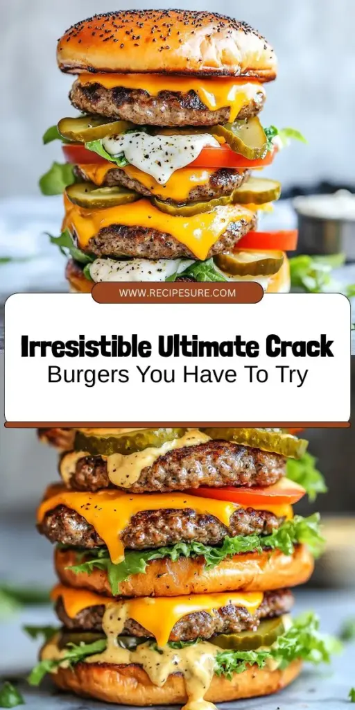 Discover the ultimate comfort food with this delicious Ultimate Crack Burgers recipe. These burgers promise mouthwatering flavors, juicy textures, and a nostalgic experience that brings family and friends together. Learn about choosing the right ingredients, mastering cooking techniques, and crafting the perfect sauce to elevate your burger game. Perfect for any occasion, these addictive burgers will impress everyone at your next gathering! #CrackBurgers #BurgerRecipe #ComfortFood #Grilling #Foodie #DeliciousEats