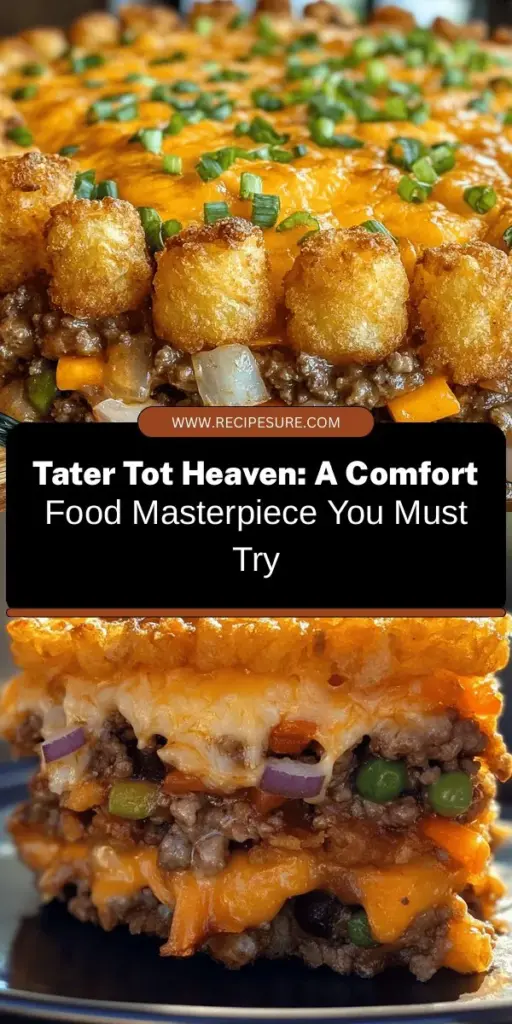Dive into the comforting world of Tater Tot Heaven, the ultimate one-pot dish that brings nostalgia and satisfaction to your table. With crispy tater tots, savory protein, vibrant veggies, and creamy sauce, this meal is perfect for family gatherings or cozy nights in. Easy to prepare and bursting with flavor, it’s a must-try for any comfort food lover! Explore the recipe and indulge in a dish that warms the heart. #TaterTotHeaven #ComfortFood #OnePotMeals #FamilyDinners #EasyRecipes #Foodie