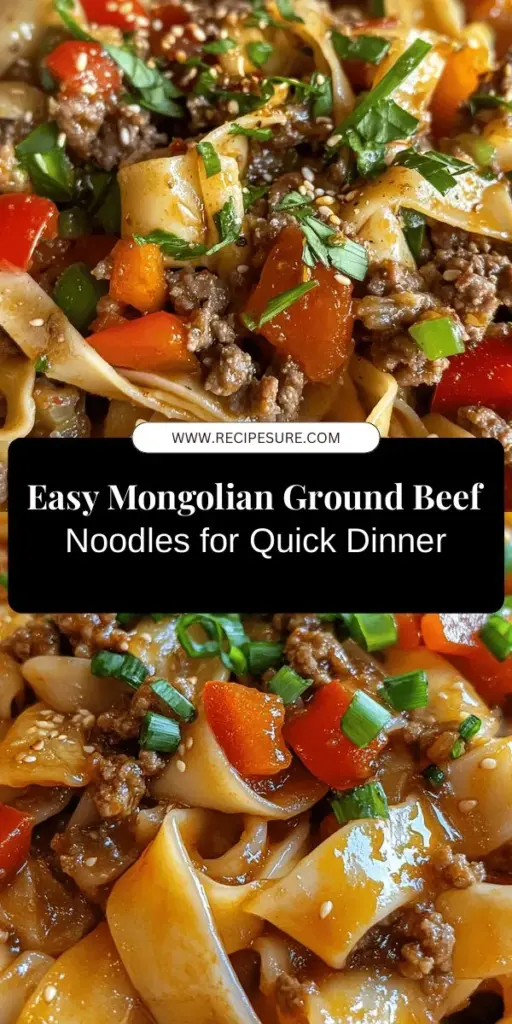 Discover the mouthwatering flavors of Mongolian Ground Beef Noodles with this quick and easy recipe! Ready in under 30 minutes, it's the perfect solution for busy weeknights. Combining savory ground beef, fresh vegetables, and your choice of noodles, each bite is a delightful mix of textures and tastes. Elevate your dinner game today! #MongolianNoodles #GroundBeefRecipes #QuickDinner #EasyCooking #WeeknightMeals #Yummy #MealPrep #Foodie