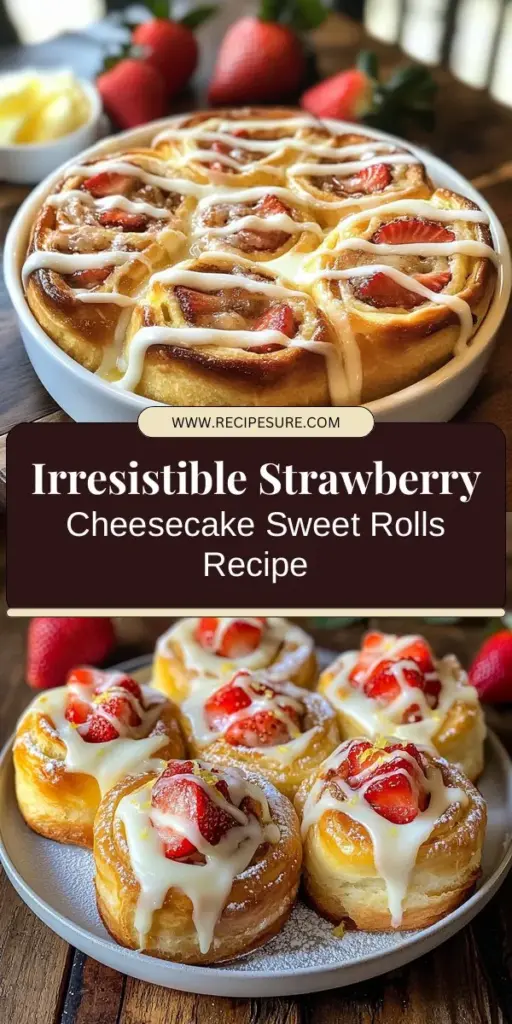 Indulge in the sweet, creamy goodness of Strawberry Cheesecake Sweet Rolls! This delightful recipe combines fluffy dough with a luscious cheesecake filling and fresh strawberries for a treat that’s perfect for any occasion. Whether you serve them warm for breakfast or as a dessert, these rolls are sure to impress. Make your kitchen smell heavenly and satisfy your sweet tooth with this irresistible treat! #StrawberryCheesecake #SweetRolls #Baking #Dessert #RecipeIdeas #HomemadeTreats