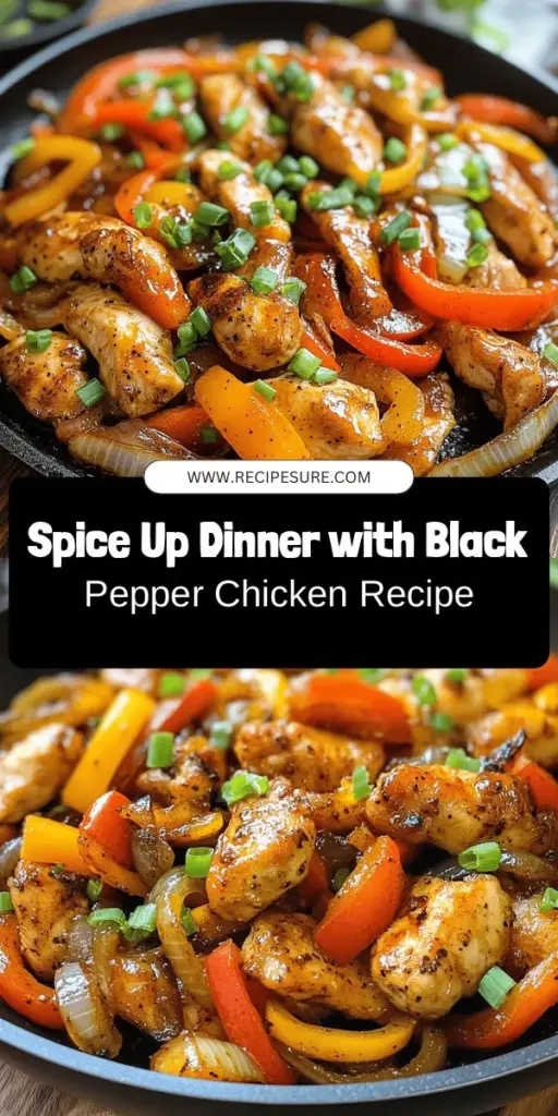 Looking for a dish that packs a punch? Try this Spicy Black Pepper Chicken recipe! Bursting with bold flavors, this dish features tender chicken, vibrant veggies, and a rich sauce that combines the heat of black pepper with the umami of soy and oyster sauces. Quick and easy to prepare, it’s perfect for weeknight dinners or impressing guests. Dive into this warm, savory delight and experience a satisfying fusion of flavors! #BlackPepperChicken #SpicyRecipes #DinnerIdeas #EasyCooking #AsianCuisine #HealthyMeals