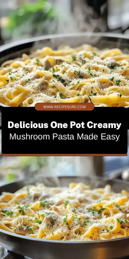 Discover the magic of one-pot cooking with this creamy mushroom pasta recipe! Perfectly blending the earthy flavors of cremini mushrooms in a rich, velvety sauce, this dish is a delightful choice for busy weeknights or family gatherings. With minimal cleanup and maximum flavor, you can whip up a delicious meal in no time. Give it a try and impress your loved ones! #Pasta #OnePotMeals #CreamyMushroomPasta #HomeCooking #EasyRecipes #DinnerInspiration #ComfortFood