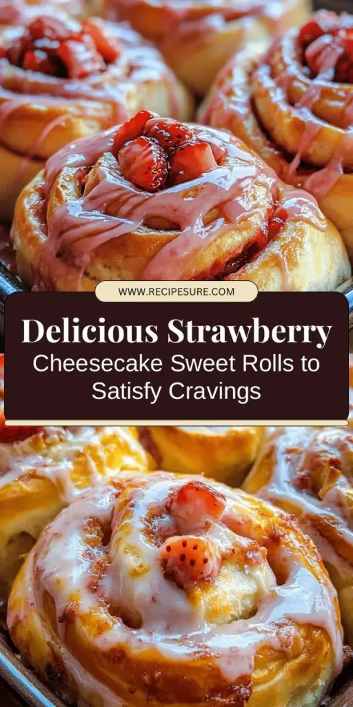 Indulge in the deliciousness of Strawberry Cheesecake Sweet Rolls! These warm, fluffy rolls combine the creamy richness of cheesecake with vibrant strawberries, creating a delightful treat perfect for breakfast or dessert. Easy to make, they are great for brunch gatherings or a cozy night in. Get ready to impress your family and friends with this captivating fusion of flavors! #StrawberryCheesecake #SweetRolls #BakingFun #DessertLovers #BrunchGoals #HomemadeTreats