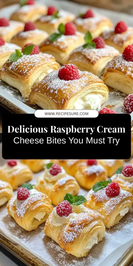 Treat yourself to delicious Raspberry Cream Cheese Bites – the perfect blend of creamy, tart, and flaky flavors! Ideal for brunches, parties, or a cozy snack, these easy-to-make pastries feature a smooth cream cheese filling, fresh raspberries, and golden crescent dough. Enjoy their simple preparation and impressive presentation. Your guests will be asking for the recipe! #RaspberryBites #CreamCheeseDesserts #EasyRecipes #BakingJoy #SweetTreats #SnackIdeas