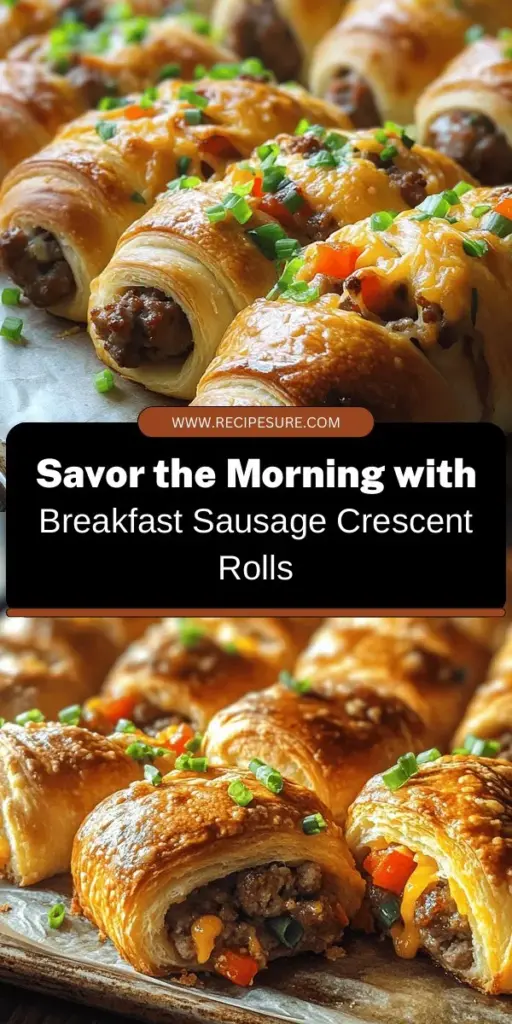 Start your day off right with these delicious breakfast sausage crescent rolls! Combining savory sausage, melty cheese, and colorful veggies wrapped in flaky crescent dough, these rolls are a perfect balance of flavor and convenience. Ideal for busy mornings or brunch gatherings, they’re easy to make and sure to impress. Get creative with your ingredients, and enjoy the wonderful taste of homemade breakfast! #BreakfastRecipes #CrescentRolls #BrunchIdeas #EasyCooking #SausageRolls #ComfortFood #YummyFood