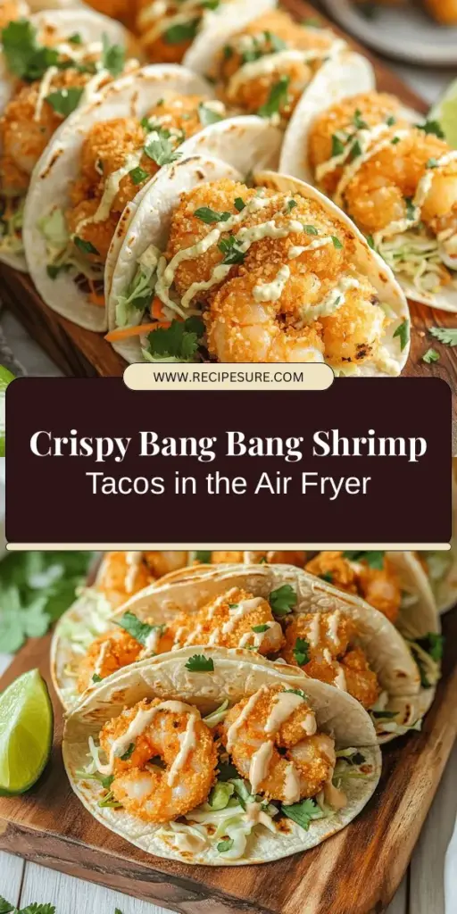 Indulge in the deliciousness of Crispy Air Fryer Bang Bang Shrimp Tacos! This easy recipe transforms the popular restaurant appetizer into a vibrant taco meal that’s perfect for any occasion. With a crispy coating from the air fryer and a rich, spicy sauce, these tacos pack a flavorful punch. Top them off with fresh cabbage and cilantro for added crunch and freshness. Try this quick and healthy dish that brings joy to your table! #BangBangShrimp #AirFryerRecipes #TacoLovers #HealthyEating #EasyDinner #Foodie