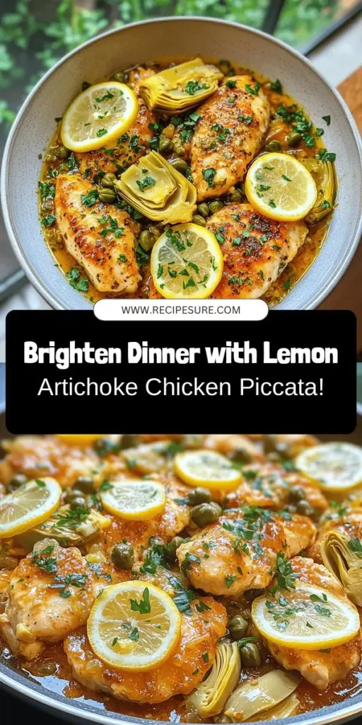 Discover the vibrant flavors of Lemon Artichoke Chicken Piccata, a delightful twist on the classic Italian dish! With tender chicken, zesty lemons, and earthy artichokes, this quick and easy recipe is perfect for both casual dinners and special gatherings. Enjoy it over pasta or with a fresh salad for a meal that looks as good as it tastes. Try it out and impress your family and friends! #ChickenPiccata #ItalianCuisine #HealthyEating #DinnerIdeas #Foodie