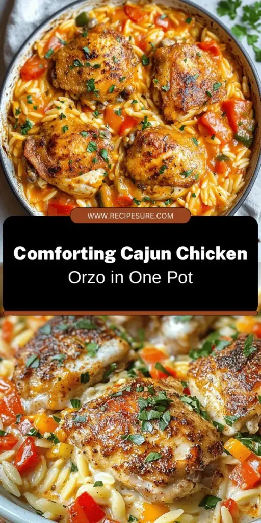 Discover the comforting flavors of Cajun Chicken Orzo, a hearty one-pot meal that embodies the rich culinary tradition of Southern Louisiana. This dish features tender chicken thighs, creamy orzo pasta, and colorful vegetables, infusing each bite with bold Cajun spices. Perfect for busy weeknights, it brings warmth and comfort to your table while allowing you to explore vibrant flavors. Dive into this delicious recipe today! #CajunChickenOrzo #ComfortFood #OnePotMeal #CajunCuisine #Foodie #DinnerIdeas