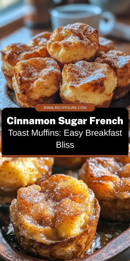 Start your mornings off right with these Cinnamon Sugar French Toast Muffins! This easy recipe transforms the comforting flavors of French toast into delicious, portable muffins that everyone will love. Soft and fluffy inside with a crispy, cinnamon-sugar topping, they're perfect for busy days or brunch with friends. Customize with your favorite add-ins for a fun twist. Try this delightful recipe today! #BreakfastMuffins #CinnamonSugar #FrenchToast #BrunchIdeas #EasyRecipes #BakingFun #YummyTreats