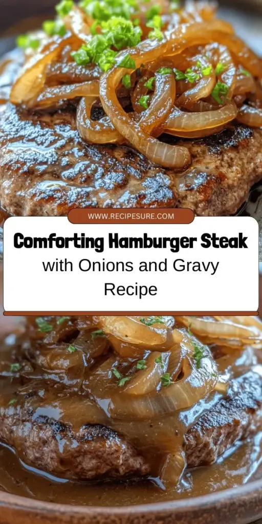Discover the comfort of a classic meal with Savory Hamburger Steak with Onions and Gravy! This hearty recipe features juicy beef patties, caramelized onions, and rich gravy, perfect for family dinners. Learn how to create this nostalgic dish with simple ingredients and easy step-by-step instructions. Serve it alongside mashed potatoes or steamed veggies for a complete meal experience. Bring the warmth of home cooking to your table! #HamburgerSteak #ComfortFood #FamilyDinner #HomeCooking #RecipeIdeas #Foodie