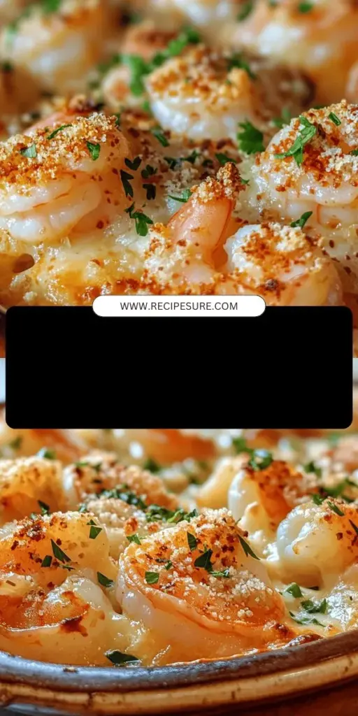 Indulge in the rich flavors of garlic shrimp gratin, a perfect blend of succulent shrimp and creamy garlic sauce, all baked to golden perfection. This dish is ideal for cozy dinners or special occasions, showcasing the versatility of shrimp and gratin techniques. With fresh ingredients like butter, heavy cream, and Parmesan, each bite is a delightful experience. Impress your guests with this comforting recipe that elevates any meal. #GarlicShrimpGratin #SeafoodLover #ComfortFood #HomeCooking #GourmetCooking