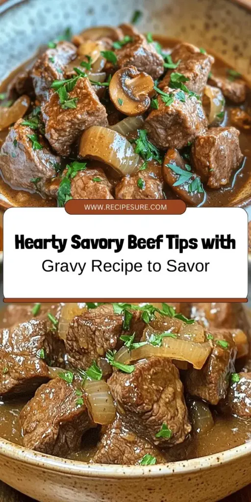 Savor the rich flavors of Savory Beef Tips and Gravy Delight, the perfect comfort dish for family gatherings or cozy nights at home. Tender beef tips simmered in a luscious gravy bring a nostalgic touch to your dinner table. Discover tips for selecting the finest ingredients and learn easy preparation steps that ensure a hearty, mouthwatering meal. Don't forget to try pairing it with mashed potatoes or a fresh salad! #ComfortFood #BeefTips #SavoryRecipes #FamilyDinner #HomeCooking