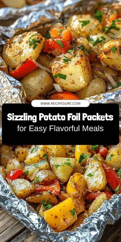 Discover the magic of Sizzling Potato Foil Packets! These easy, flavorful meals are perfect for busy families or outdoor adventures. Packed with customizable ingredients like potatoes, colorful veggies, and your favorite seasonings, they offer minimal cleanup and maximum taste. Simply wrap and cook over an open flame or in the oven for a delicious dish every time. Try this versatile recipe today! #PotatoFoilPackets #EasyRecipes #OutdoorCooking #HealthyCooking #MealPrep #CampingMeals