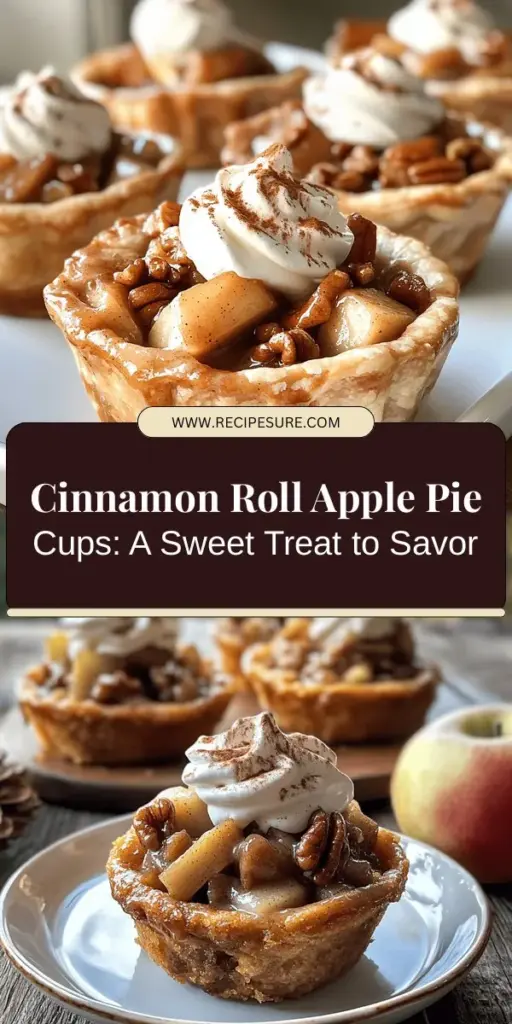 Indulge in the delightful flavors of Cinnamon Roll Apple Pie Cups! These mini desserts combine the warm spices of cinnamon rolls and the sweet-tart goodness of Granny Smith apples, all in a flaky, buttery shell. Perfect for any occasion, they make a stunning centerpiece at gatherings or a cozy family treat. Customize with optional pecans or raisins for extra flavor. Discover how to make this easy, satisfying dessert today! #Desserts #ApplePie #CinnamonRolls #Baking #SweetTreats