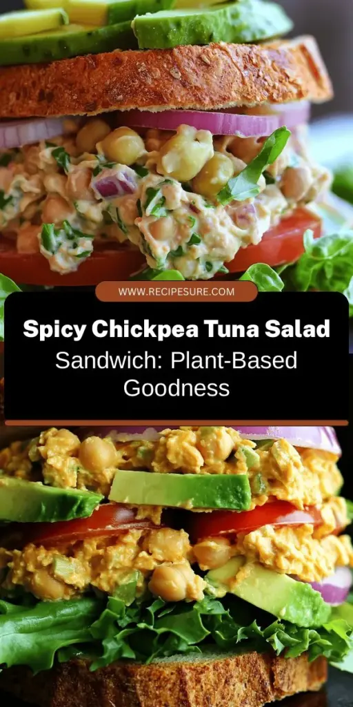 Looking for a deliciously satisfying and nutritious meal? Try these Vegan Spicy Chickpea Tuna Salad Sandwiches! Packed with protein-rich chickpeas, creamy vegan mayo, and an array of flavorful spices, this plant-based dish is perfect for busy weeknights or lunchboxes. It's easy to make and customizable, ensuring everyone will love it. Explore the vibrant world of vegan cuisine with this versatile recipe! #VeganRecipes #ChickpeaSalad #PlantBased #HealthyEating #SandwichIdeas
