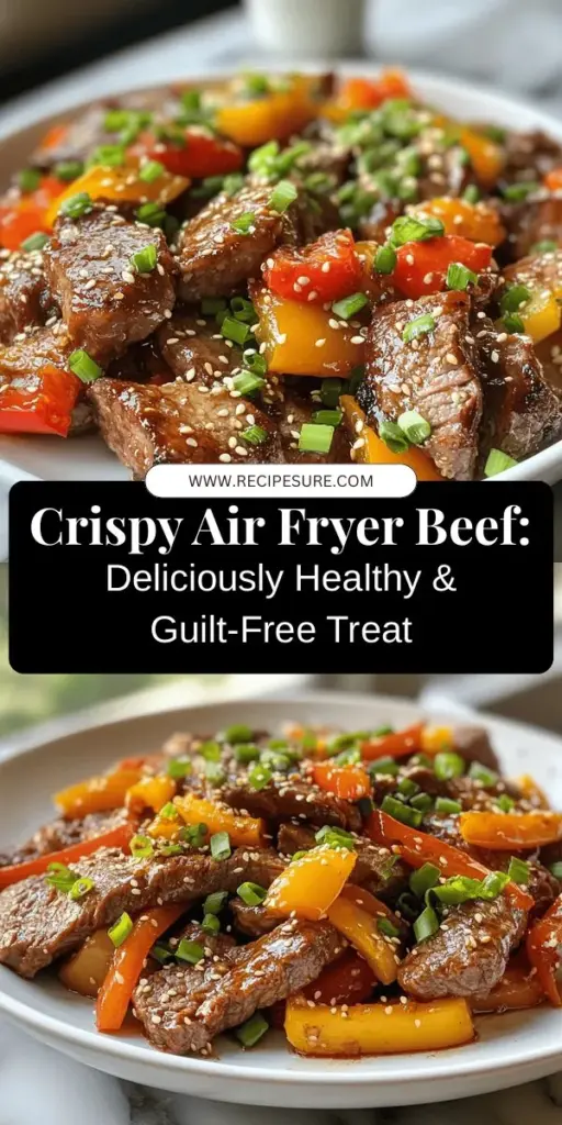 Discover the delicious and healthier way to enjoy crispy beef with this Air Fryer Crispy Beef recipe! Perfectly marinated flank steak is coated with cornstarch for an irresistible crunch, all with less oil than traditional frying. This dish is not only satisfying but packed with flavor and nutrition. Ideal for quick weeknight dinners or impressing guests. Try it today and elevate your air frying game! #AirFryerRecipes #HealthyEating #CrispyBeef #FlavorfulDishes #EasyDinnerIdeas