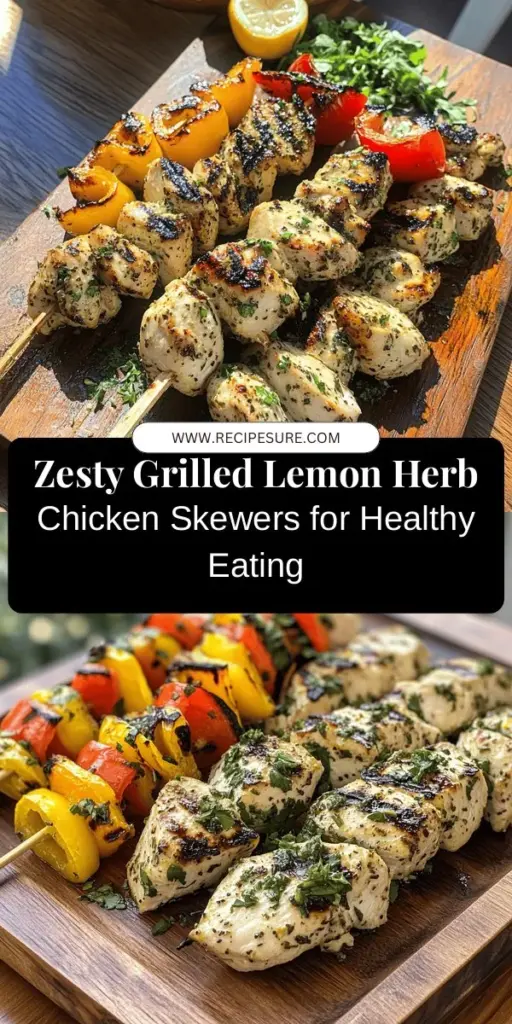 Discover the deliciousness of Grilled Lemon Herb Chicken Skewers, a perfect blend of low-carb and high-protein that’s bursting with flavor! These skewers are not only easy to prepare but also make a healthy meal option for family dinners, meal prep, or backyard barbecues. With ingredients rich in nutrients, they’ll keep you satisfied without the guilt. Get inspired to eat well with this vibrant recipe! #HealthyRecipes #LowCarb #MealPrep #HighProtein #ChickenSkewers #HealthyEating