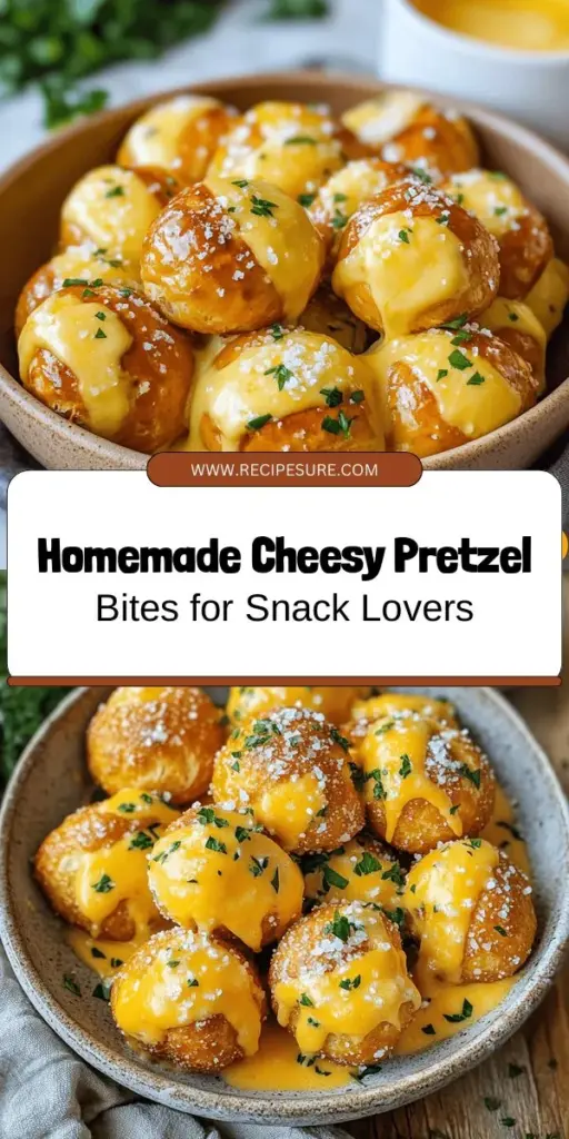 Discover the joy of homemade cheesy pretzel bites! Perfect for movie nights or game days, these warm, golden snacks are delightfully chewy and paired with a creamy cheddar sauce that takes them to the next level. Easy to make and loved by all ages, they're the ultimate comfort food! Try this recipe and enjoy creating delicious memories with friends and family. #CheesyPretzelBites #HomemadeSnacks #ComfortFood #SnackIdeas #PartyFood