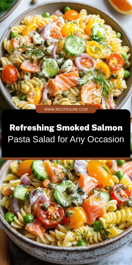 Discover the refreshing delight of smoked salmon pasta salad, a perfect blend of savory smoked salmon, al dente pasta, and crunchy fresh vegetables. Packed with omega-3 fatty acids and vibrant flavors, this dish is perfect for summer picnics, potlucks, or a light dinner. It's easy to make, visually appealing, and can be enjoyed warm or cold. Explore this nutritious recipe and elevate your meals today! #SmokedSalmon #PastaSalad #HealthyEating #SummerRecipes #EasyMeals #Foodie