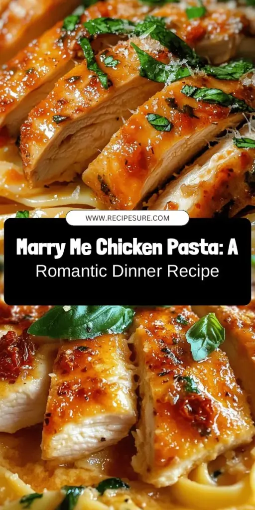 Create a romantic dinner with Marry Me Chicken and Pasta! This creamy, flavorful dish features tender chicken, luscious fettuccine, and a vibrant sauce with garlic, sun-dried tomatoes, and spinach. Perfect for impressing your loved ones, it's not just a meal; it's a culinary love story. Follow our easy recipe for a dish that's sure to warm hearts and fill bellies. Enjoy the experience and let your taste buds fall in love! #MarryMeChicken #RomanticDinner #PastaRecipe #DinnerIdeas