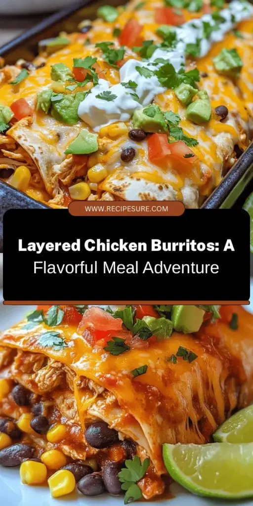 Indulge in the colorful and nutritious Seven Layer Chicken Burritos! This delightful recipe layers shredded chicken, black beans, corn, rice, tomatoes, cheese, avocado, sour cream, and salsa, creating a flavor-packed meal that's as pleasing to the eye as it is to the palate. Perfect for lunch or dinner, these burritos are easy to customize for every taste preference. Try making them at home for a fun and satisfying culinary experience! #Burrito #SevenLayerChickenBurrito #HealthyEating #MealPrep #DinnerIdeas #TacoTuesday #MexicanFood