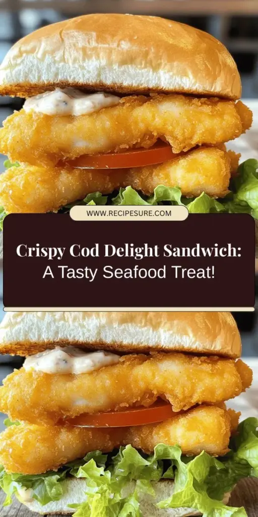 Discover the delight of making a Crispy Cod Delight Sandwich at home! This easy-to-follow recipe features flaky cod with a golden, crispy coating, all nestled in a toasted brioche bun with fresh toppings. It's perfect for any occasion, offering both flavor and nutrition. With healthy cod fillets and a selection of spices, this sandwich is sure to impress family and friends. Try it for lunch or dinner today! #CrispyCod #SeafoodSandwich #CookingAtHome #HealthyEating #FoodieFun