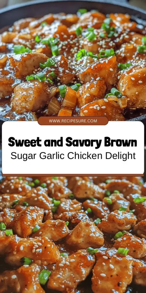 Discover the irresistible flavors of Brown Sugar Garlic Chicken, a delightful dish perfect for weeknight dinners or special occasions. Tender chicken thighs marinated in a savory-sweet blend of brown sugar, soy sauce, and garlic create a mouthwatering glaze. Easy to prepare in just a few simple steps, this recipe is sure to impress! Serve with rice and veggies for a complete meal. Try it tonight and elevate your chicken game! #BrownSugarGarlicChicken #EasyDinner #ChickenRecipe #YummyFood #DinnerIdeas