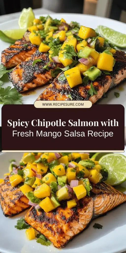 Dive into a culinary adventure with Chipotle Salmon topped with vibrant Mango Avocado Salsa! This dish combines spicy, smoky salmon with a refreshing, sweet salsa for a deliciously satisfying meal. Packed with omega-3s and essential vitamins, it’s not just tasty but healthy too! Perfect for gatherings or a quick weeknight dinner. Get ready to impress your family and friends with this flavorful delight! #ChipotleSalmon #MangoAvocadoSalsa #HealthyEating #Foodie #Grilling #RecipeIdeas