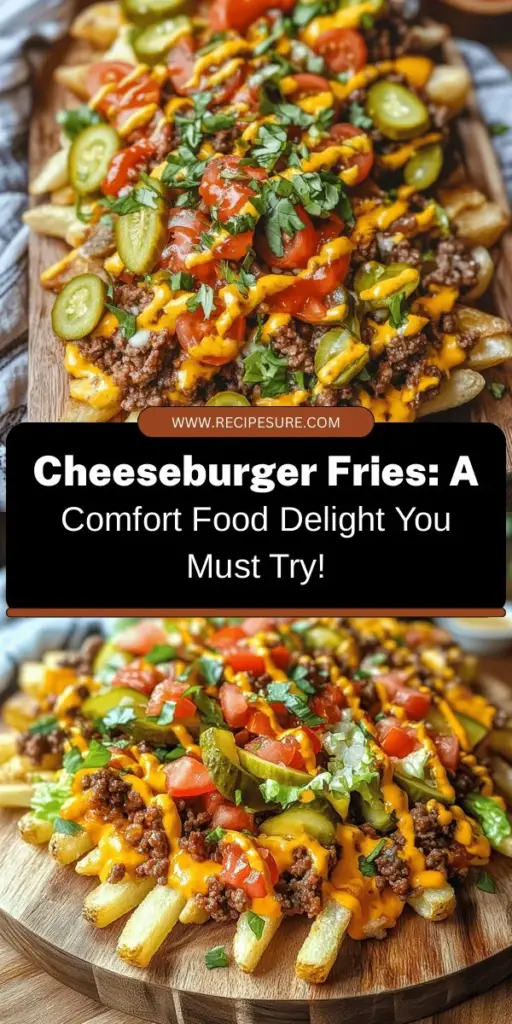 Discover the ultimate comfort food fusion with Cheeseburger Fries! This mouthwatering dish combines crispy fries with seasoned ground beef, melted cheddar cheese, and a variety of fresh toppings, making it perfect for game nights or casual meals. Get ready to indulge in a flavor-packed experience that’s easy to customize for everyone. Check out our detailed recipe and tips to create this delectable dish at home! #CheeseburgerFries #ComfortFood #Foodie #FusionCuisine #RecipeIdeas #DinnerInspo