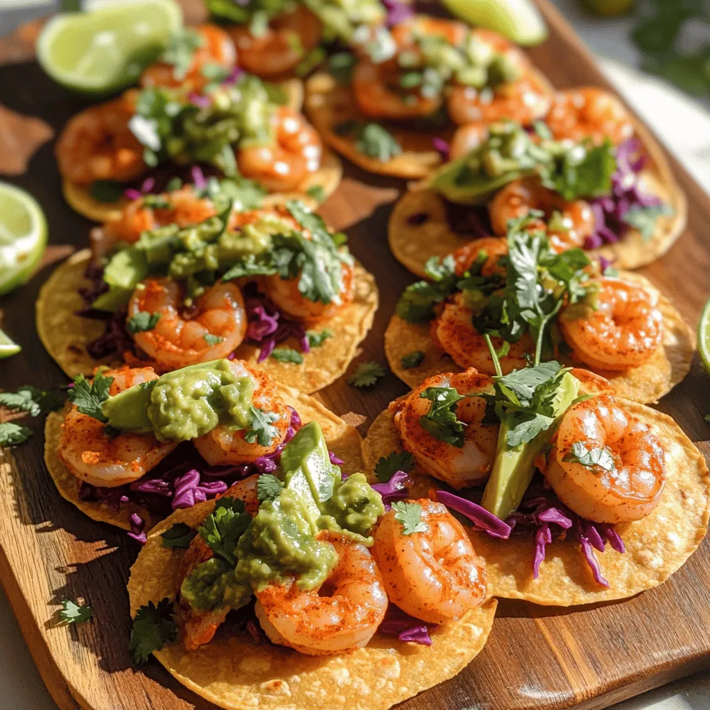 To make tasty spicy shrimp tostadas, you need some key ingredients. The main star is shrimp. Use one pound of large shrimp that are peeled and deveined. This shrimp will soak up all the flavors.