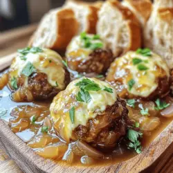 French Onion Meatballs are a delightful culinary creation that marries the rich flavors of classic French onion soup with the comforting texture of homemade meatballs. This dish not only tantalizes the taste buds but also evokes a sense of warmth and satisfaction, making it an ideal choice for cozy family dinners or festive gatherings. The savory broth envelops the tender meatballs, creating a symphony of flavors topped with gooey melted mozzarella cheese, making it hard to resist.