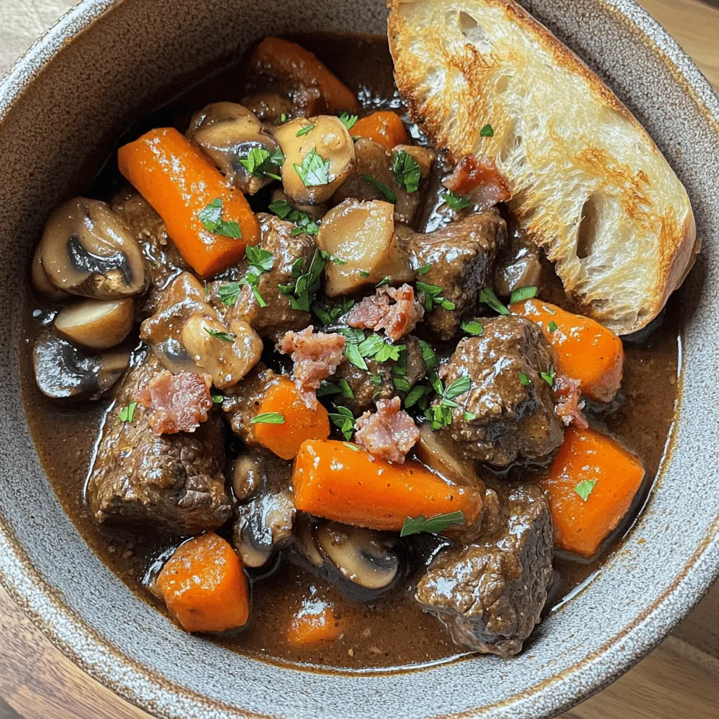 The heart of Beef Bourguignon lies in its simple yet rich ingredients. You need tender beef, fresh vegetables, and good wine.