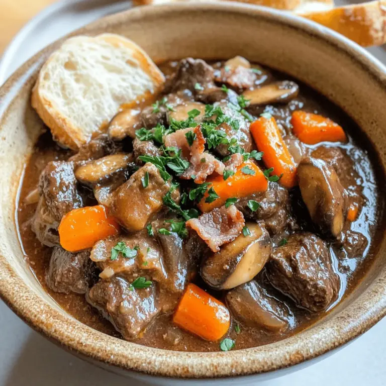 The heart of Beef Bourguignon lies in its simple yet rich ingredients. You need tender beef, fresh vegetables, and good wine.