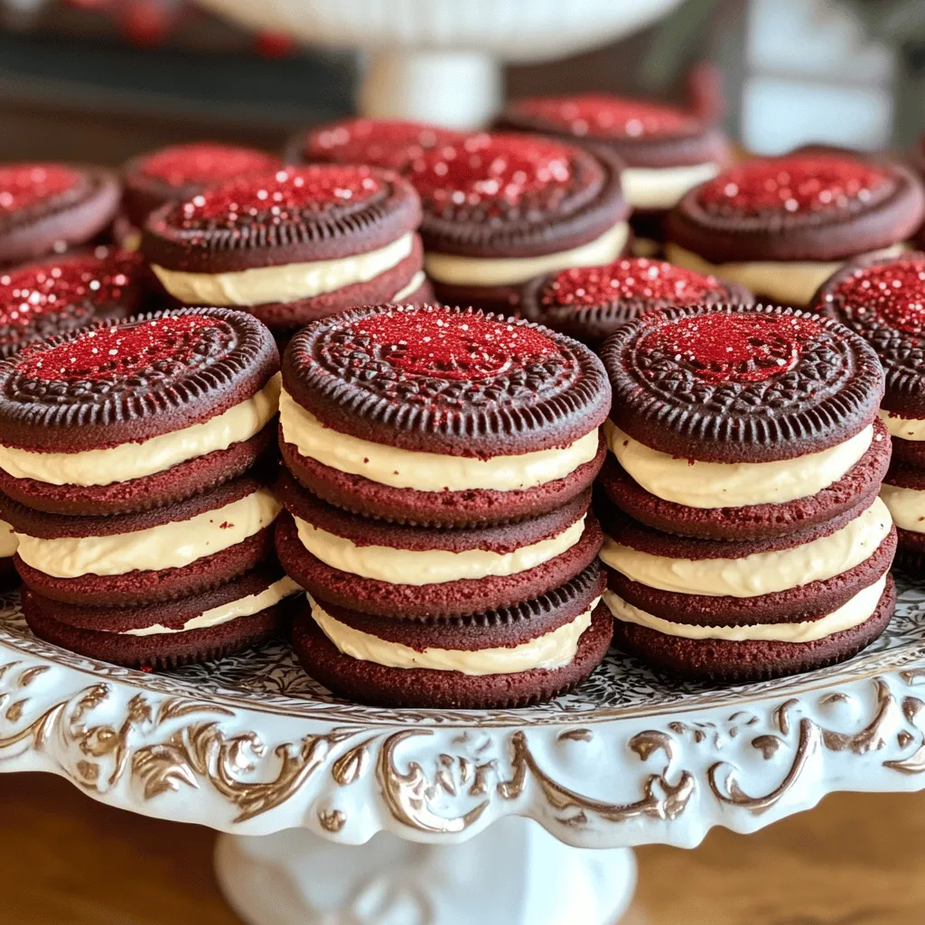 Red velvet Oreos bring a unique twist to the classic cookie. They combine the taste of red velvet cake with the beloved Oreo design. The cookie has a soft, cake-like texture that melts in your mouth. You will notice a hint of cocoa and a slight tang from the cream cheese filling. This flavor profile makes them a delightful treat for any occasion.