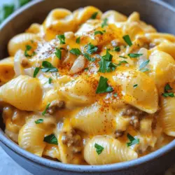 The creamy beef and shells recipe is rich and comforting. It uses simple, easy-to-find ingredients. You need 1 pound of lean ground beef. This meat gives the dish a hearty base. A good choice is lean beef to keep it healthy.