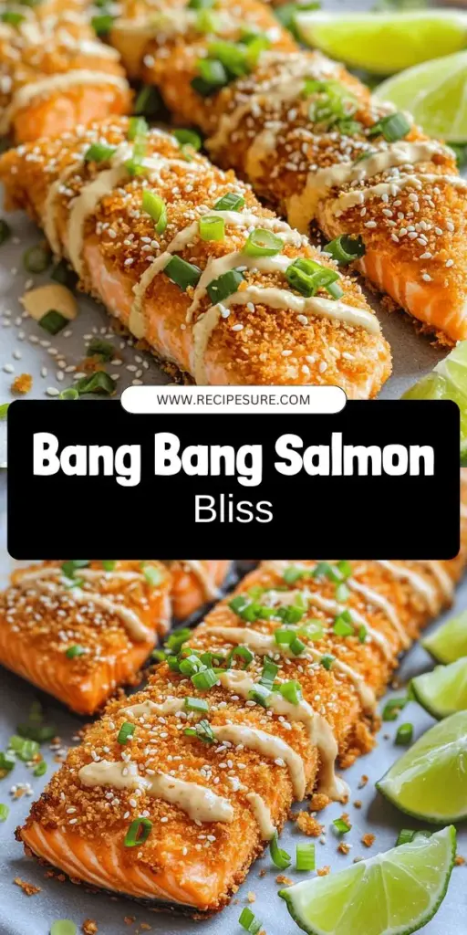 Discover the mouthwatering Bang Bang Salmon, a dish that effortlessly combines rich flavors and health benefits. This easy-to-make recipe features succulent salmon topped with a creamy, spicy sauce and crispy panko breadcrumbs, creating an unforgettable dining experience. Perfect for family meals or impressing guests, Bang Bang Salmon is versatile for any occasion. Click through to explore the full recipe and elevate your dinner table today!