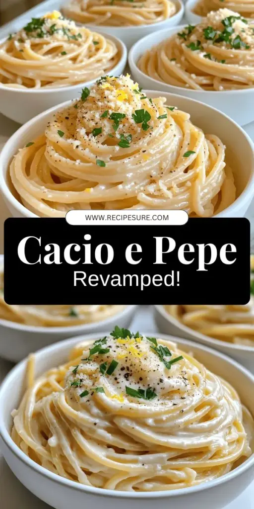 Elevate your pasta night with Cacio e Pepe with a Twist! This modern take on the classic Roman dish features rich Pecorino Romano cheese, fresh black pepper, a splash of high-quality olive oil, and a zesty hint of lemon. Discover how to create this deliciously creamy pasta that’s perfect for impressing family and friends. Click through for a step-by-step guide and tips to make this dish a standout in your kitchen today!