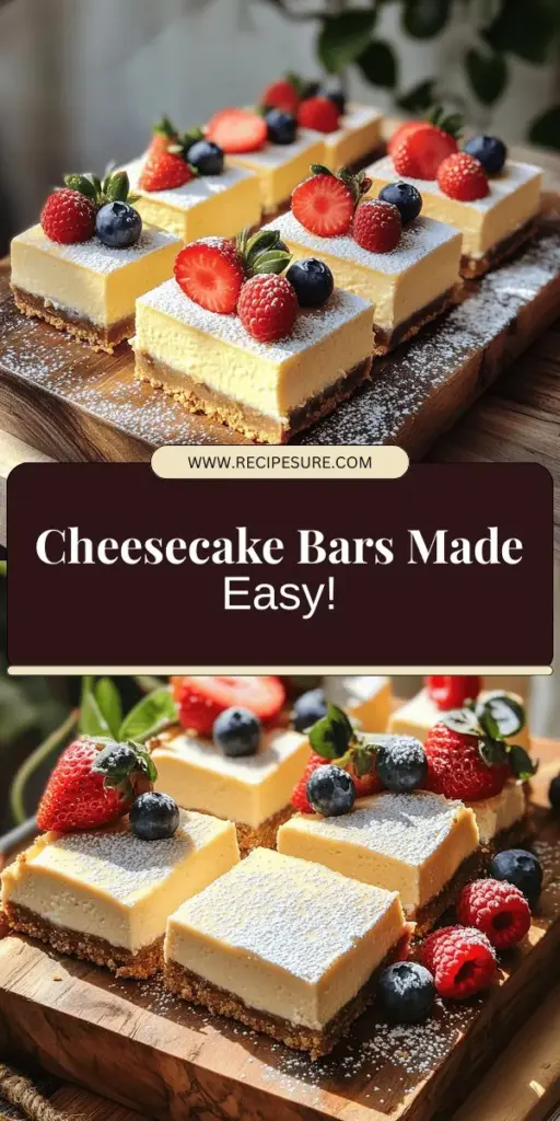 Satisfy your sweet tooth with these delicious Philadelphia cheesecake bars! This simple and tasty dessert features a rich cream cheese filling atop a buttery graham cracker crust, making it perfect for any occasion. Whether you're a seasoned baker or a beginner, our easy recipe guides you through each step, plus creative variations to sweeten things up. Click to explore the full recipe and impress your friends and family with this delightful treat!