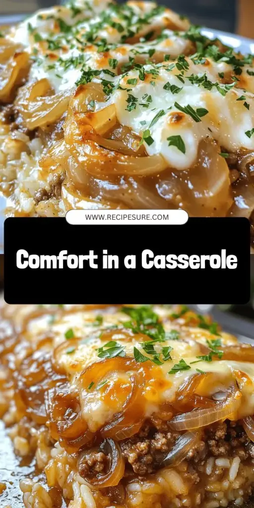 Discover the ultimate comfort food with this French Onion Beef Casserole recipe! Combining savory ground beef with sweet caramelized onions and a rich blend of cheeses, this hearty dish is perfect for family gatherings or cozy dinners at home. Learn the secrets to achieving perfectly caramelized onions and the best layering techniques to enhance flavor. Click through for step-by-step instructions and bring warmth to your table with this delicious casserole!
