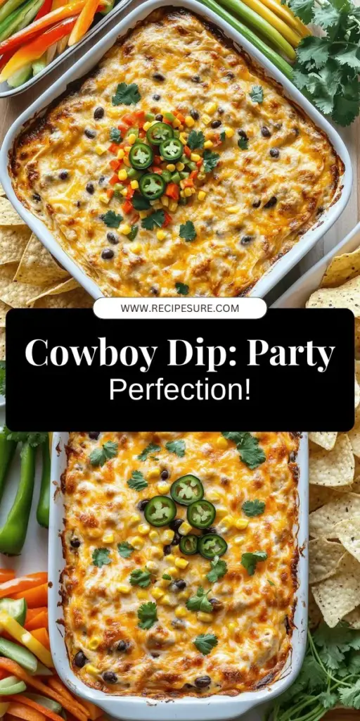 Elevate your gatherings with the irresistible Cheesy Baked Cowboy Dip, the ultimate party appetizer! This creamy, cheesy delight features a spicy kick complemented by crunchy tortilla chips or fresh veggies. Perfect for game days, family gatherings, or casual get-togethers, it's a crowd favorite that brings everyone together. Dive into this mouthwatering recipe and discover how easy it is to create this delicious dip that will wow your guests. Click through to explore the full recipe now!