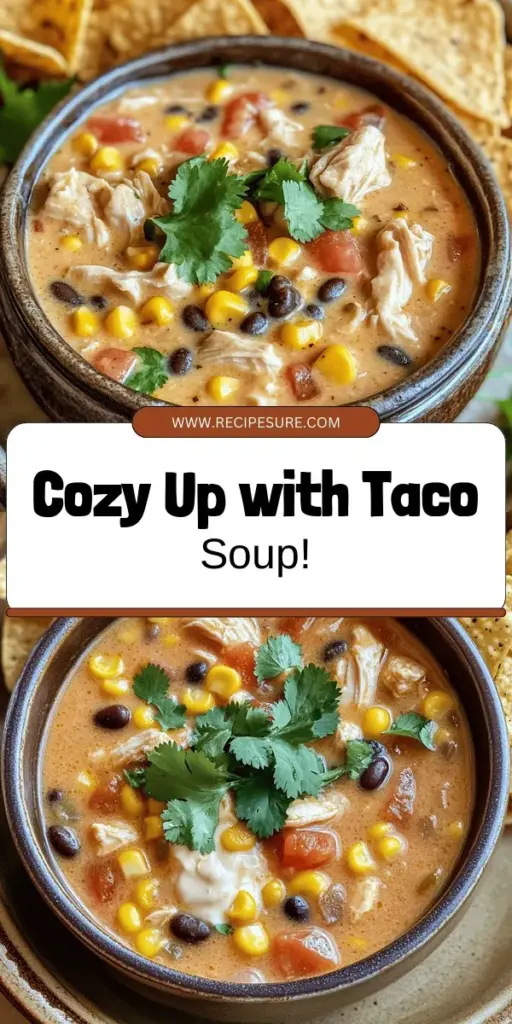 Warm up this winter with a bowl of Creamy Chicken Taco Soup! This comforting recipe combines tender chicken, black beans, corn, and zesty tomatoes in a creamy, flavorful broth that's perfect for family dinners or cozy gatherings. Easy to prepare, this soup is a crowd-pleaser that balances indulgence and nutrition. Discover how to make this mouthwatering dish and savor every bite. Click through for step-by-step instructions and make it tonight!
