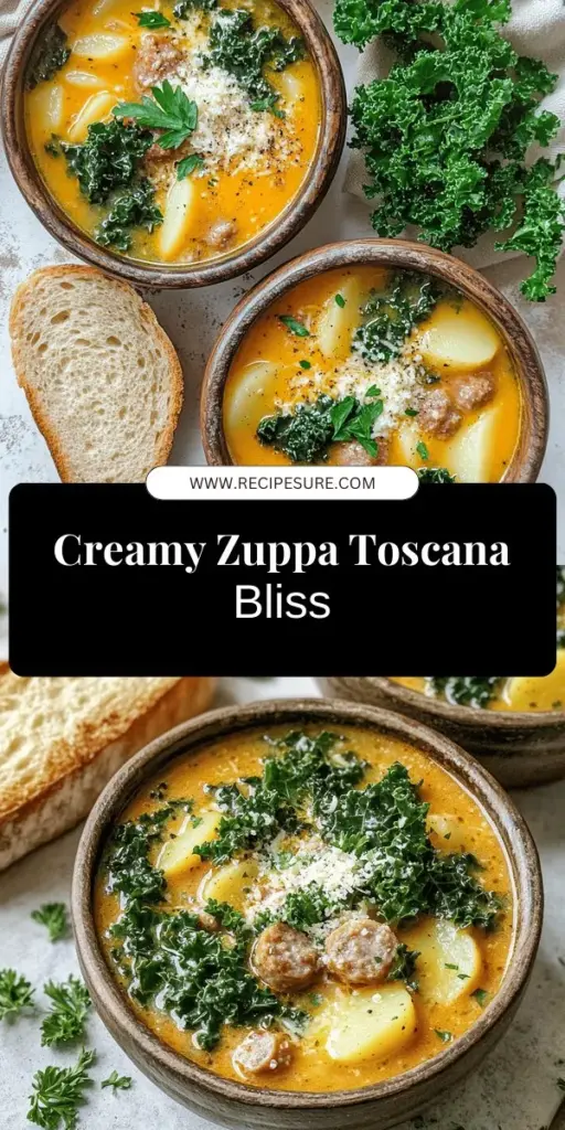 Experience the comforting flavors of Zuppa Toscana soup right in your kitchen! This creamy Italian dish is packed with sausage, potatoes, and kale, making it the perfect warm meal for chilly days. Whether you're cooking for family or friends, you'll find easy tips and delicious variations to customize your soup. Don’t miss out on this delightful recipe – click through now to discover how to create your own bowl of happiness with Zuppa Toscana soup!